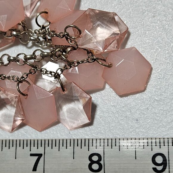 Boho Chic Statement Pink Acrylic Geometric Bib Necklace Fashion Jewelry Women - Picture 6 of 6